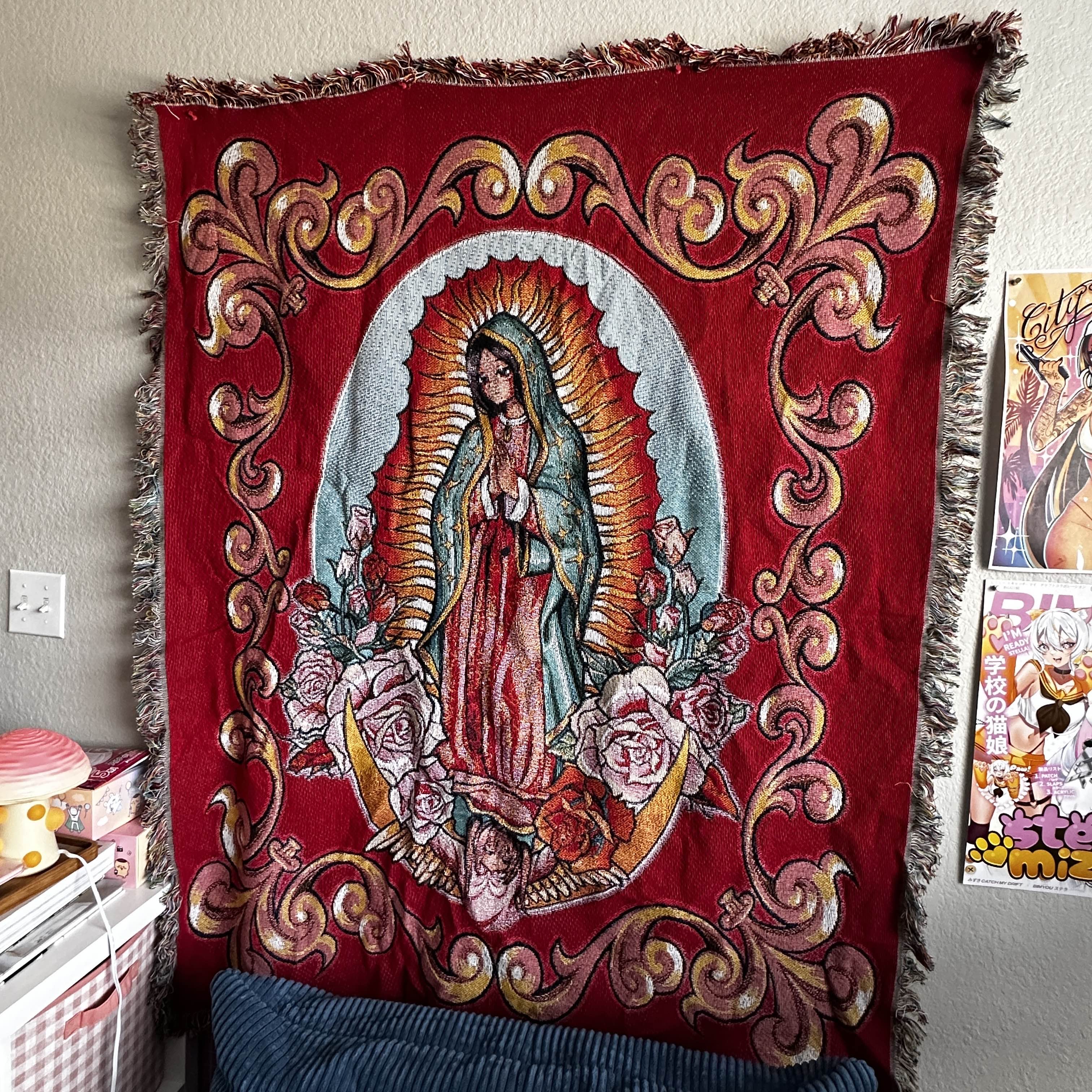 Kawaii Guadalupe Cotton Woven Tapestry/Blanket