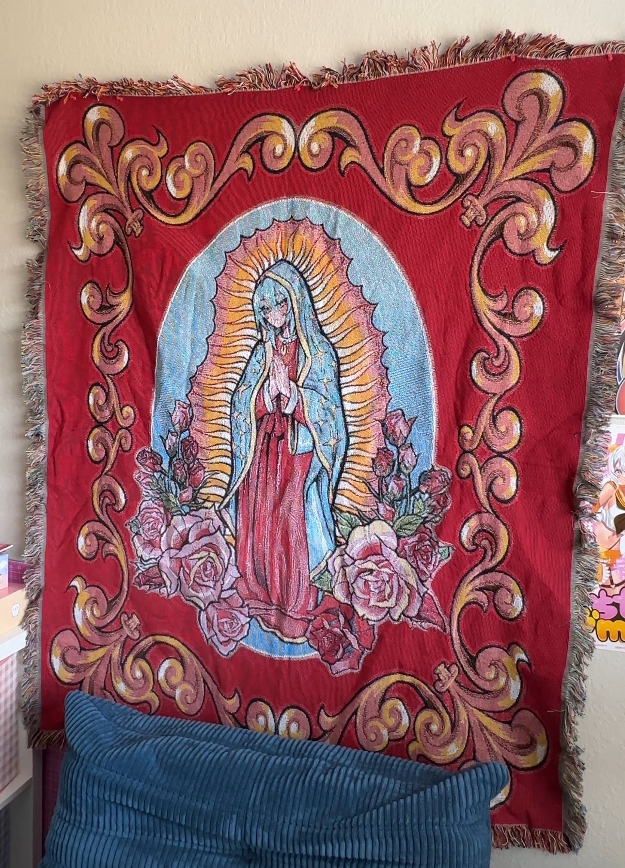 Kawaii Mary Cotton Woven Tapestry/Blanket