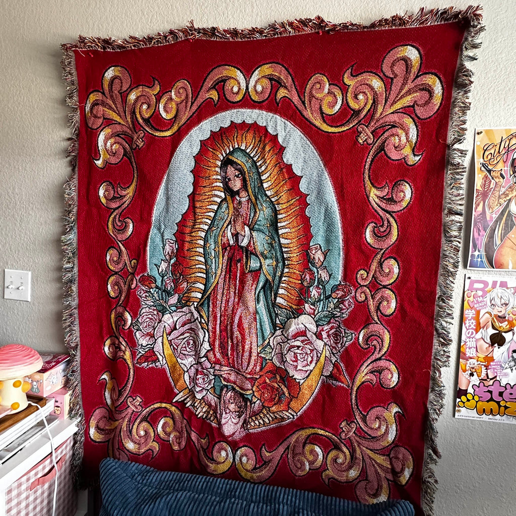 Kawaii Guadalupe Cotton Woven Tapestry/Blanket