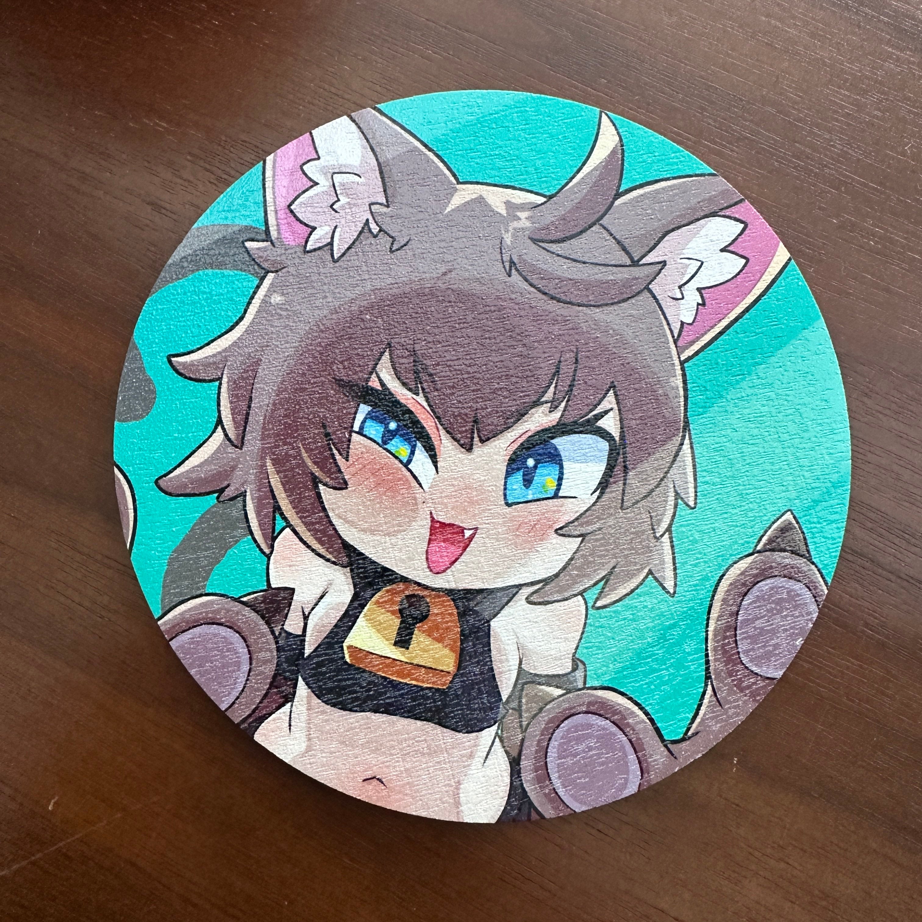 Neko-Chan Wooden Coaster